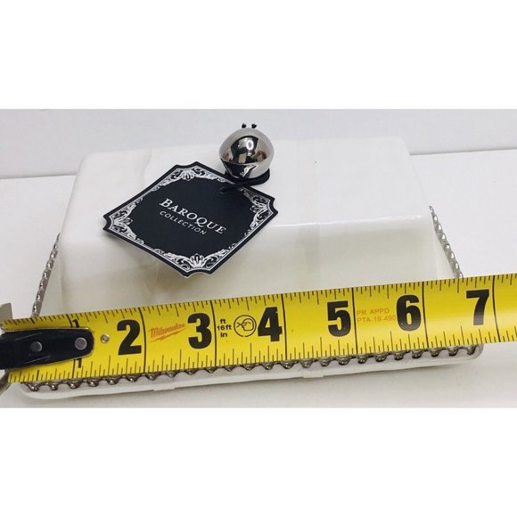 Butter Dish white and silver edged New - Picture 5 of 8